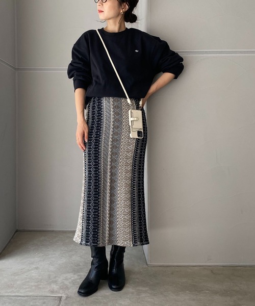 CAPRICIEUX LE'MAGE（カプリシューレマージュ）の「キカジャガードスカート（スカート・レディース・ブラック/モカ・FREE）」の17枚目の写真