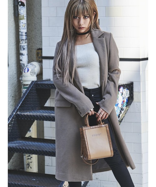 EGOIST（エゴイスト）の「Iラインシングルチェスターコート（チェスターコート・レディース・ブラック/ベージュ/マルチ・S/M）」の18枚目の写真