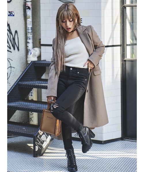 EGOIST（エゴイスト）の「Iラインシングルチェスターコート（チェスターコート・レディース・ブラック/ベージュ/マルチ・S/M）」の19枚目の写真