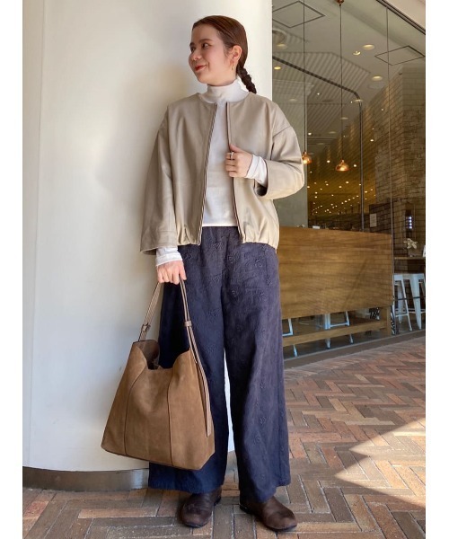 BEARDSLEY（ビアズリー）の「ウエストリブ刺繍パンツ（その他パンツ・レディース・アイボリー/ダークグレー・FREE）」の11枚目の写真