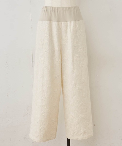 BEARDSLEY（ビアズリー）の「ウエストリブ刺繍パンツ（その他パンツ・レディース・アイボリー/ダークグレー・FREE）」の15枚目の写真