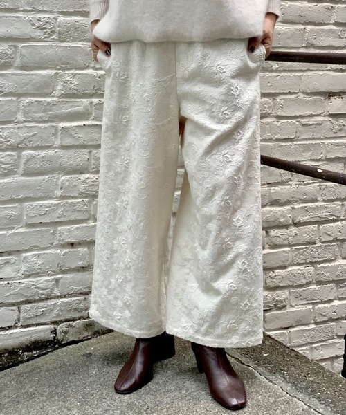 BEARDSLEY（ビアズリー）の「ウエストリブ刺繍パンツ（その他パンツ・レディース・アイボリー/ダークグレー・FREE）」の18枚目の写真