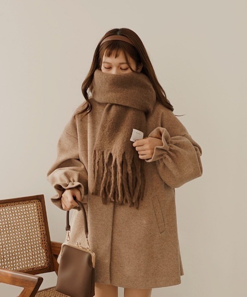 moi tytto（モイテュット）の「フリンジボリュームマフラー（マフラー・レディース・ブラウン/マスタード・FREE）」の7枚目の写真