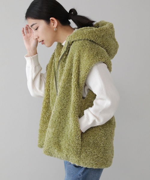 Bou Jeloud（ブージュルード）の「エコファーベスト（その他アウター・レディース・ベージュ/ブラウン/グリーン・38）」の3枚目の写真