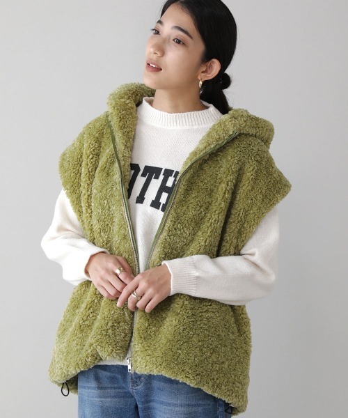 Bou Jeloud（ブージュルード）の「エコファーベスト（その他アウター・レディース・ベージュ/ブラウン/グリーン・38）」の13枚目の写真