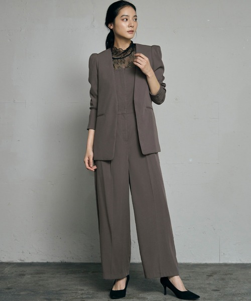 セール】ノーカラージャケット・オールインワン セットアップ パンツ