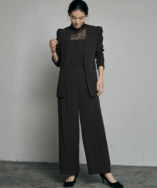 セール】ノーカラージャケット・オールインワン セットアップ パンツ