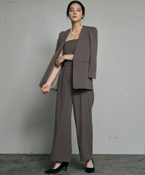 希少♡Aimer テーラードジャケット オールインワンセットアップ ドレス Flolia（フロリア）の「ノーカラージャケット・オールインワン