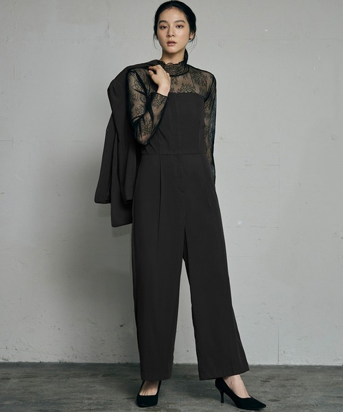 セール】ノーカラージャケット・オールインワン セットアップ パンツ