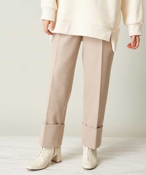 A de a.v.v（アードアー・ヴェ・ヴェ）の「（SET UP対応）メルトンストレートパンツ（その他パンツ・レディース・ブラック/ベージュ・38/36）」の2枚目の写真