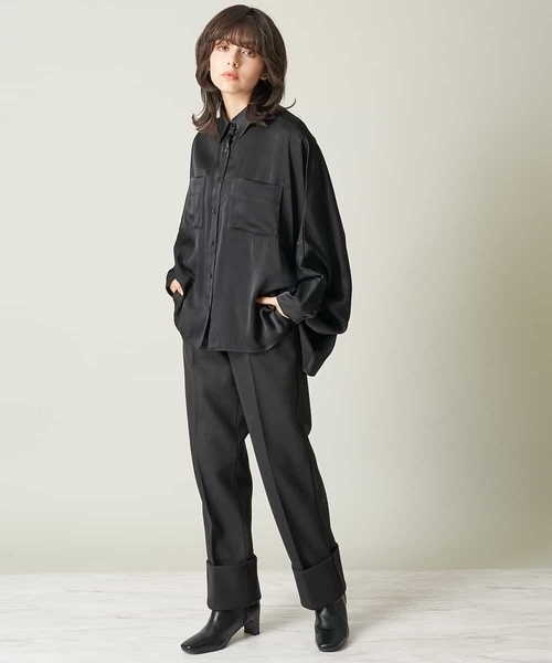 A de a.v.v（アードアー・ヴェ・ヴェ）の「（SET UP対応）メルトンストレートパンツ（その他パンツ・レディース・ブラック/ベージュ・38/36）」の5枚目の写真