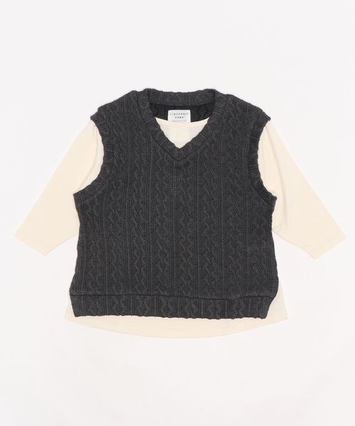 CIAOPANIC TYPY（チャオパニックティピー）の「【KIDS】ケーブルニットドッキングプルオーバー（Tシャツ/カットソー・キッズ・チャコールグレー/ベージュ/アイボリー・MEDIUM/XX-LARGE/X-LARGE/LARGE/SMALL）」の6枚目の写真