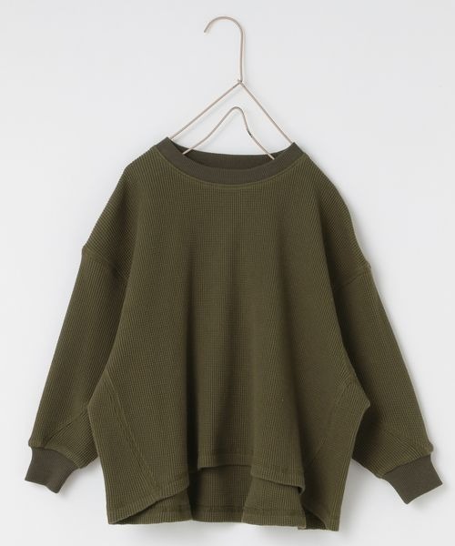 LOWRYS FARM(ローリーズファーム)の「ワッフルステッチプルオーバー 261171(Tシャツ/カットソー・キッズ・ブラック/カーキ/アイボリー・110cm/120cm/130cm/140cm/150cm)」の3枚目の写真