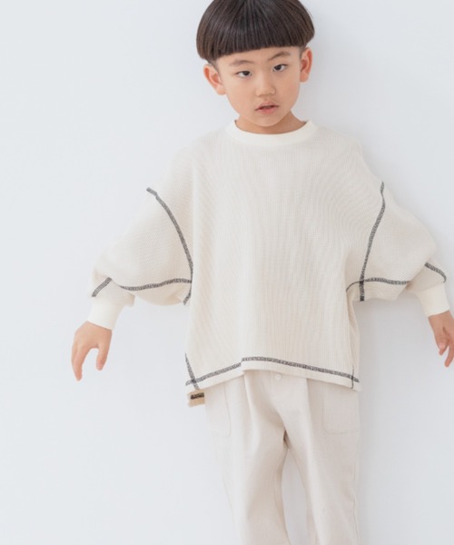 LOWRYS FARM(ローリーズファーム)の「ワッフルステッチプルオーバー 261171(Tシャツ/カットソー・キッズ・ブラック/カーキ/アイボリー・110cm/120cm/130cm/140cm/150cm)」の2枚目の写真