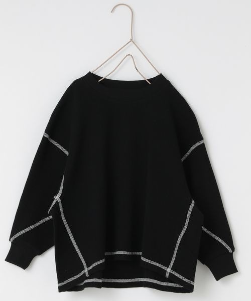 LOWRYS FARM(ローリーズファーム)の「ワッフルステッチプルオーバー 261171(Tシャツ/カットソー・キッズ・ブラック/カーキ/アイボリー・110cm/120cm/130cm/140cm/150cm)」の1枚目の写真