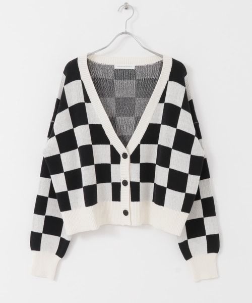URBAN RESEARCH（アーバンリサーチ）の「チェッカーVネックカーディガン（カーディガン/ボレロ・レディース・ブルー系その他/オレンジ系その他・FREE）」の5枚目の写真