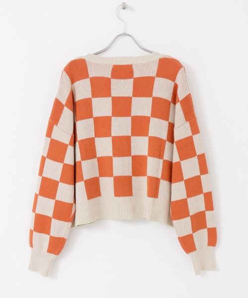 URBAN RESEARCH（アーバンリサーチ）の「チェッカーVネックカーディガン（カーディガン/ボレロ・レディース・ブルー系その他/オレンジ系その他・FREE）」の12枚目の写真
