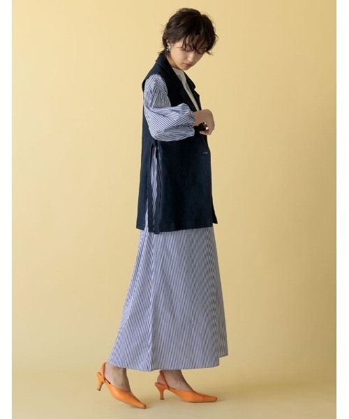 Re:EDIT（リエディ）の「バンドカラーストライプシャツワンピース（シャツワンピース・レディース・ネイビー/ブルー・MEDIUM/LARGE/SHORT）」の17枚目の写真