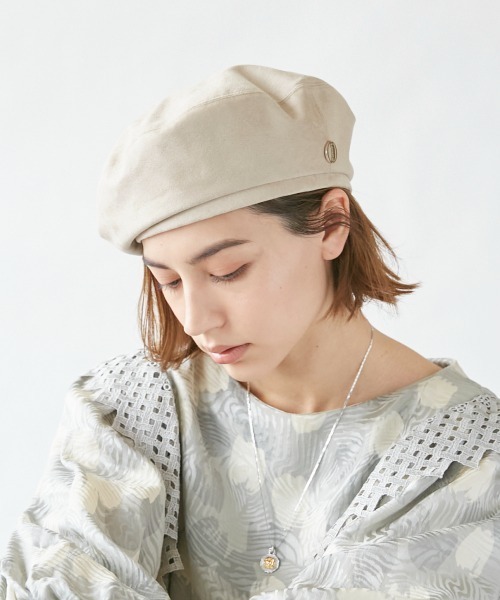 Chapeau d' O(シャポードオー)の「Chapeau d' O Suede Monty Beret(ハンチング/ベレー帽・レディース・ピンク/ベージュ/ブラック・M/57.5cm)」の11枚目の写真