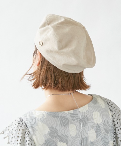 Chapeau d' O(シャポードオー)の「Chapeau d' O Suede Monty Beret(ハンチング/ベレー帽・レディース・ピンク/ベージュ/ブラック・M/57.5cm)」の12枚目の写真