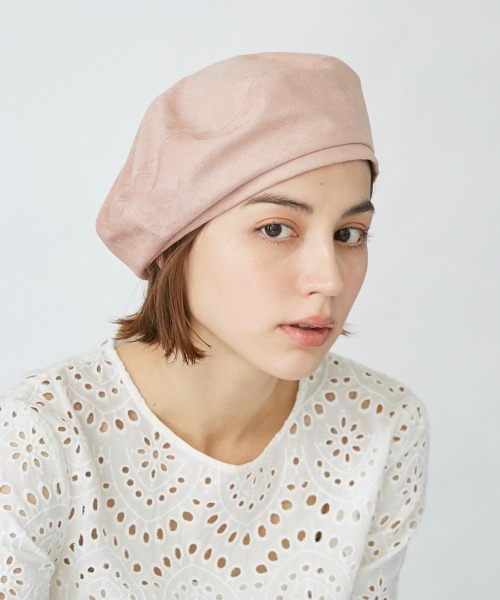 Chapeau d' O(シャポードオー)の「Chapeau d' O Suede Monty Beret(ハンチング/ベレー帽・レディース・ピンク/ベージュ/ブラック・M/57.5cm)」の15枚目の写真