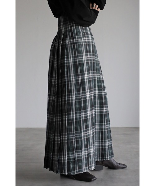 Bonjour Sagan（ボンジュールサガン）の「プリーツマキシチェックスカート（スカート・レディース・ネイビー・FREE）」の4枚目の写真