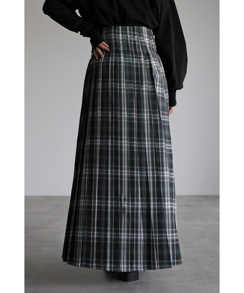 Bonjour Sagan（ボンジュールサガン）の「プリーツマキシチェックスカート（スカート・レディース・ネイビー・FREE）」の3枚目の写真