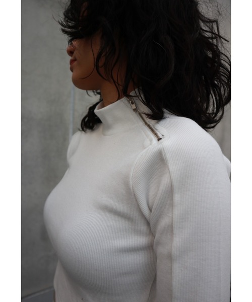 FIG&VIPER（フィグアンドバイパー）の「ハイネックリブZIPTOP（ニット/セーター・レディース・ホワイト/ブラック/グレー/ブルー・FREE）」の9枚目の写真
