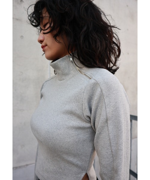 FIG&VIPER（フィグアンドバイパー）の「ハイネックリブZIPTOP（ニット/セーター・レディース・ホワイト/ブラック/グレー/ブルー・FREE）」の14枚目の写真