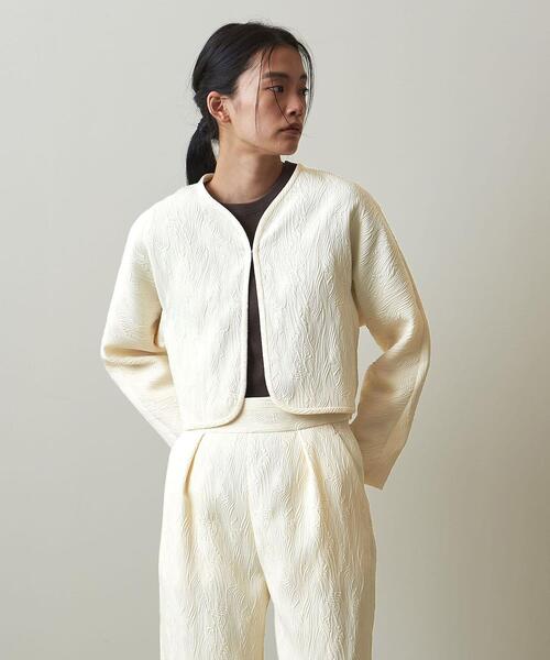 Steven Alan 幾何学模様 ノーカラージャケット Sサイズ Steven Alan（スティーブンアラン）の「＜Steven Alan＞WAVE JACQUARD