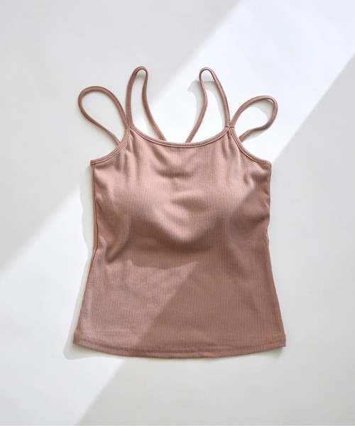 prose verse(プロズヴェール)の「Wストラップカップ付きテレコキャミ(キャミソール・レディース・オフホワイト/ブラック/グレイッシュベージュ・MEDIUM/LARGE)」の1枚目の写真
