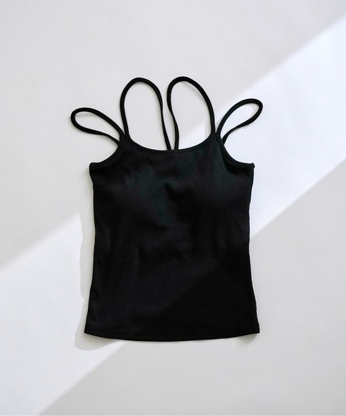 prose verse(プロズヴェール)の「Wストラップカップ付きテレコキャミ(キャミソール・レディース・オフホワイト/ブラック/グレイッシュベージュ・MEDIUM/LARGE)」の3枚目の写真