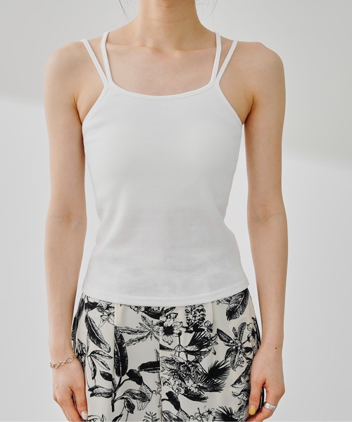 prose verse(プロズヴェール)の「Wストラップカップ付きテレコキャミ(キャミソール・レディース・オフホワイト/ブラック/グレイッシュベージュ・MEDIUM/LARGE)」の10枚目の写真