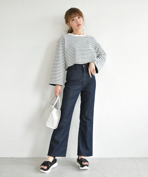 MAJESTIC LEGON（マジェスティックレゴン）の「ボーダーショートトップス（Tシャツ/カットソー・レディース・ホワイト系その他2/ピンク系その他2/グリーン系その他/ブラック系その他・MEDIUM）」の7枚目の写真