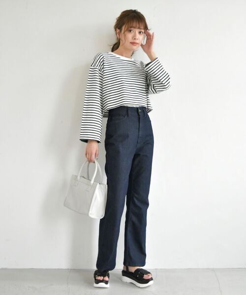 MAJESTIC LEGON（マジェスティックレゴン）の「ボーダーショートトップス（Tシャツ/カットソー・レディース・ホワイト系その他2/ピンク系その他2/グリーン系その他/ブラック系その他・MEDIUM）」の8枚目の写真