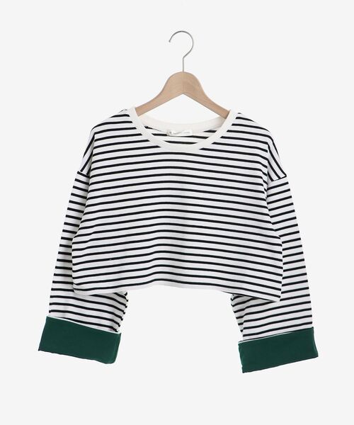 MAJESTIC LEGON（マジェスティックレゴン）の「ボーダーショートトップス（Tシャツ/カットソー・レディース・ホワイト系その他2/ピンク系その他2/グリーン系その他/ブラック系その他・MEDIUM）」の10枚目の写真