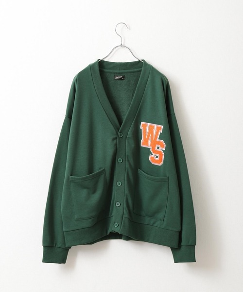 ZIP FIVE（ジップファイブ）の「【loot box】 裏毛ワッペン刺繍カレッジロゴ　スウェットカーディガン（カーディガン/ボレロ・レディース・サックスブルー/グリーン/イエロー/ホワイト/ネイビー・MEDIUM/LARGE）」の22枚目の写真