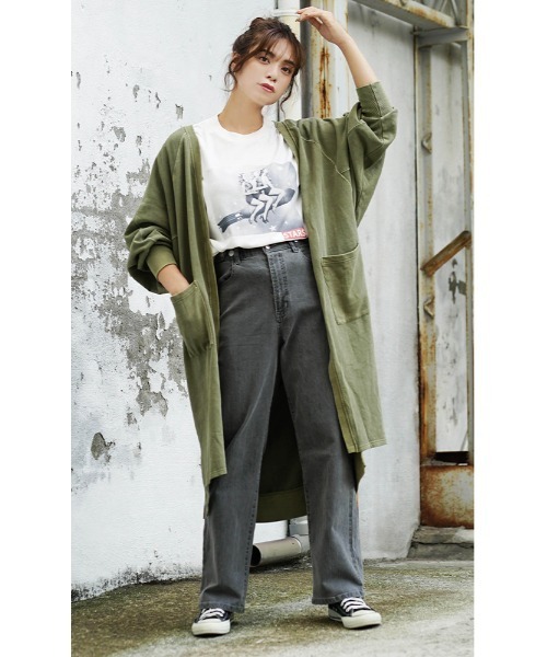 セール】ヴィンテージライク スウェット［ロングカーディガン