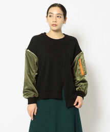 Risley リズレー　袖切替スウェット トップス　ブラック　カーキ　MA-1 Risley（リズレー）｜スウェット一覧 - WEAR
