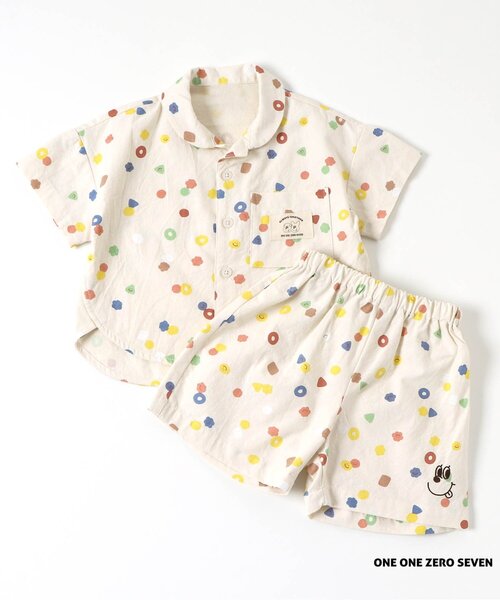 apres les cours（アプレレクール）の「1107 2柄セットアップ（セットアップ・キッズ・オフホワイト/ベージュ・110/90/80/100/120/130）」の2枚目の写真