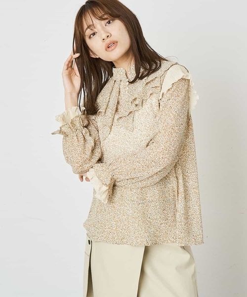 A de a.v.v（アードアー・ヴェ・ヴェ）の「小花柄フリルブラウス（シャツ/ブラウス・レディース・パープル/イエロー・39）」の14枚目の写真