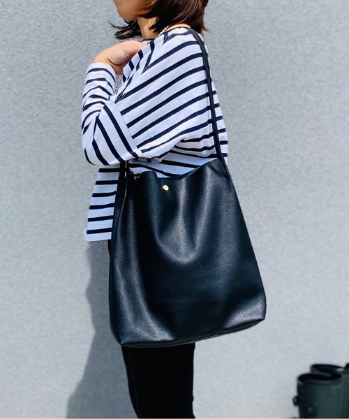 Legato Largo（レガートラルゴ）の「Legato Largo/ レガートラルゴ  / さくっと使える シンプルな お気軽 トートバッグ / LG-E1242（トートバッグ・レディース・ブラック/ダークグリーン/ブラウン/ピンク/シルバー/ミント/レオパード・ONESIZE）」の18枚目の写真