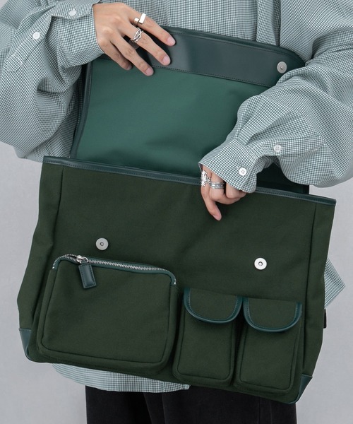 kutir(クティール)の「ビッグショルダーバッグ(ショルダーバッグ・メンズ・ブラック/イエロー/グリーン・FREE)」の17枚目の写真