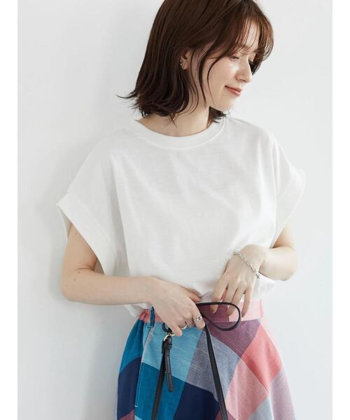 Sugar spoon(シュガースプーン)の「・SUGAR SPOON リブフレンチTシャツ(Tシャツ/カットソー・レディース・チャコールグレー/ブラック/オフホワイト/グレイッシュベージュ/グリーン系その他3・FREE)」の6枚目の写真