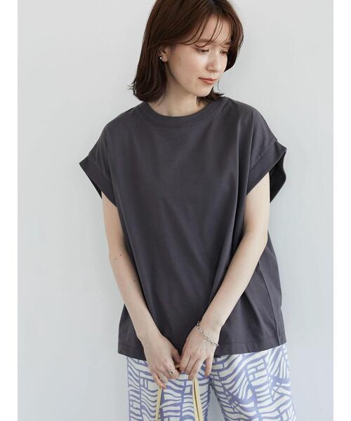 Sugar spoon(シュガースプーン)の「・SUGAR SPOON リブフレンチTシャツ(Tシャツ/カットソー・レディース・チャコールグレー/ブラック/オフホワイト/グレイッシュベージュ/グリーン系その他3・FREE)」の7枚目の写真