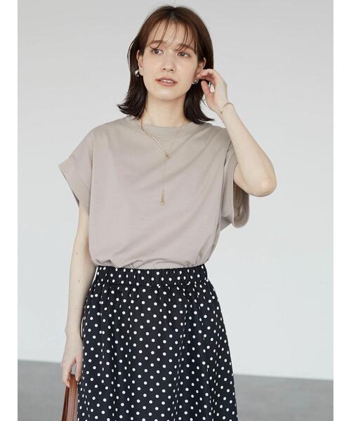 Sugar spoon(シュガースプーン)の「・SUGAR SPOON リブフレンチTシャツ(Tシャツ/カットソー・レディース・チャコールグレー/ブラック/オフホワイト/グレイッシュベージュ/グリーン系その他3・FREE)」の8枚目の写真