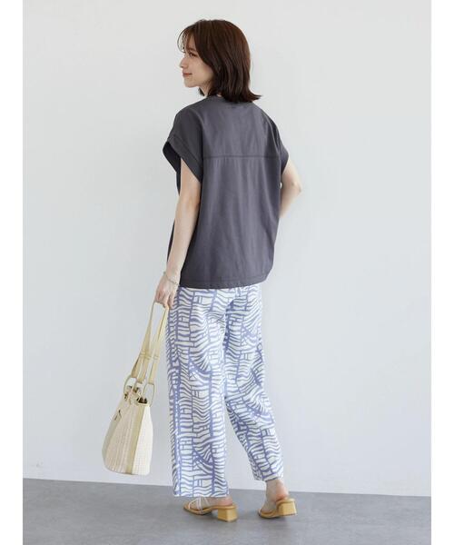 Sugar spoon(シュガースプーン)の「・SUGAR SPOON リブフレンチTシャツ(Tシャツ/カットソー・レディース・チャコールグレー/ブラック/オフホワイト/グレイッシュベージュ/グリーン系その他3・FREE)」の11枚目の写真