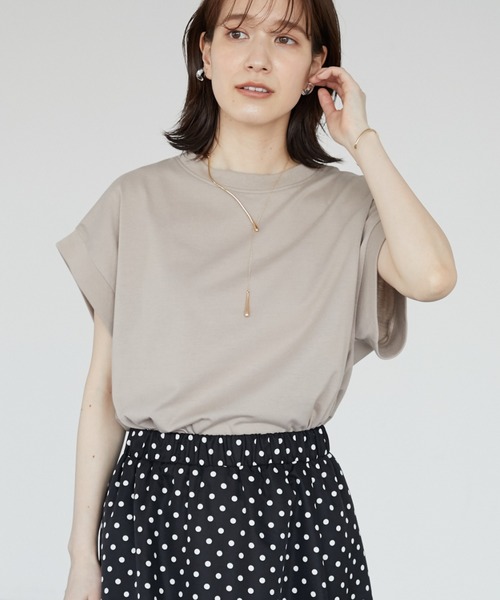 Sugar spoon(シュガースプーン)の「・SUGAR SPOON リブフレンチTシャツ(Tシャツ/カットソー・レディース・チャコールグレー/ブラック/オフホワイト/グレイッシュベージュ/グリーン系その他3・FREE)」の4枚目の写真