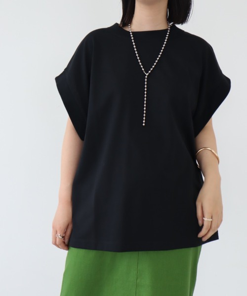 Sugar spoon(シュガースプーン)の「・SUGAR SPOON リブフレンチTシャツ(Tシャツ/カットソー・レディース・チャコールグレー/ブラック/オフホワイト/グレイッシュベージュ/グリーン系その他3・FREE)」の3枚目の写真