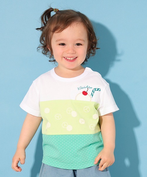 kladskap（クレードスコープ）の「クリームソーダ半袖Tシャツ（Tシャツ/カットソー・キッズ・ピンク/グリーン・80ｃｍ/90cm/100cm/110cm/120cm）」の2枚目の写真
